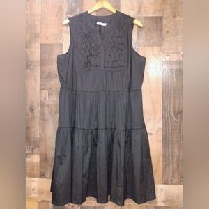 Chico's Black Sleeveless Tiered Midi Dress Size 3